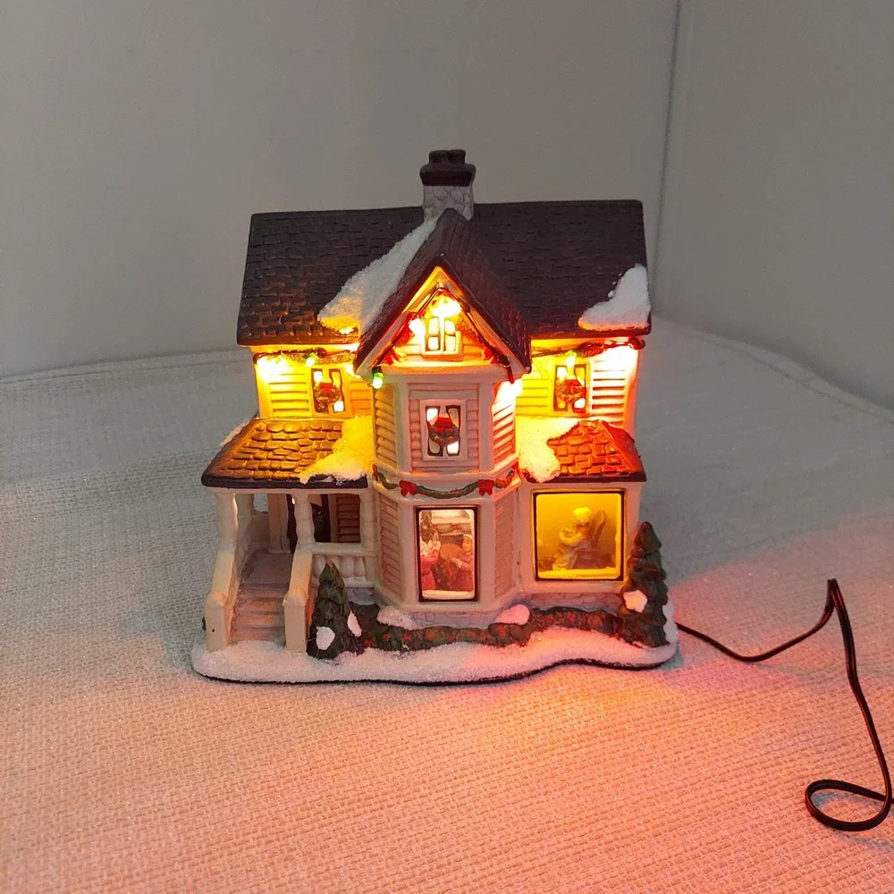 St Nicholas Square Village Collection 2013 Decorating the Tree Illuminated House